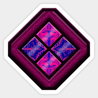 Pink and Blue Flowers, Purple Frames Sticker
